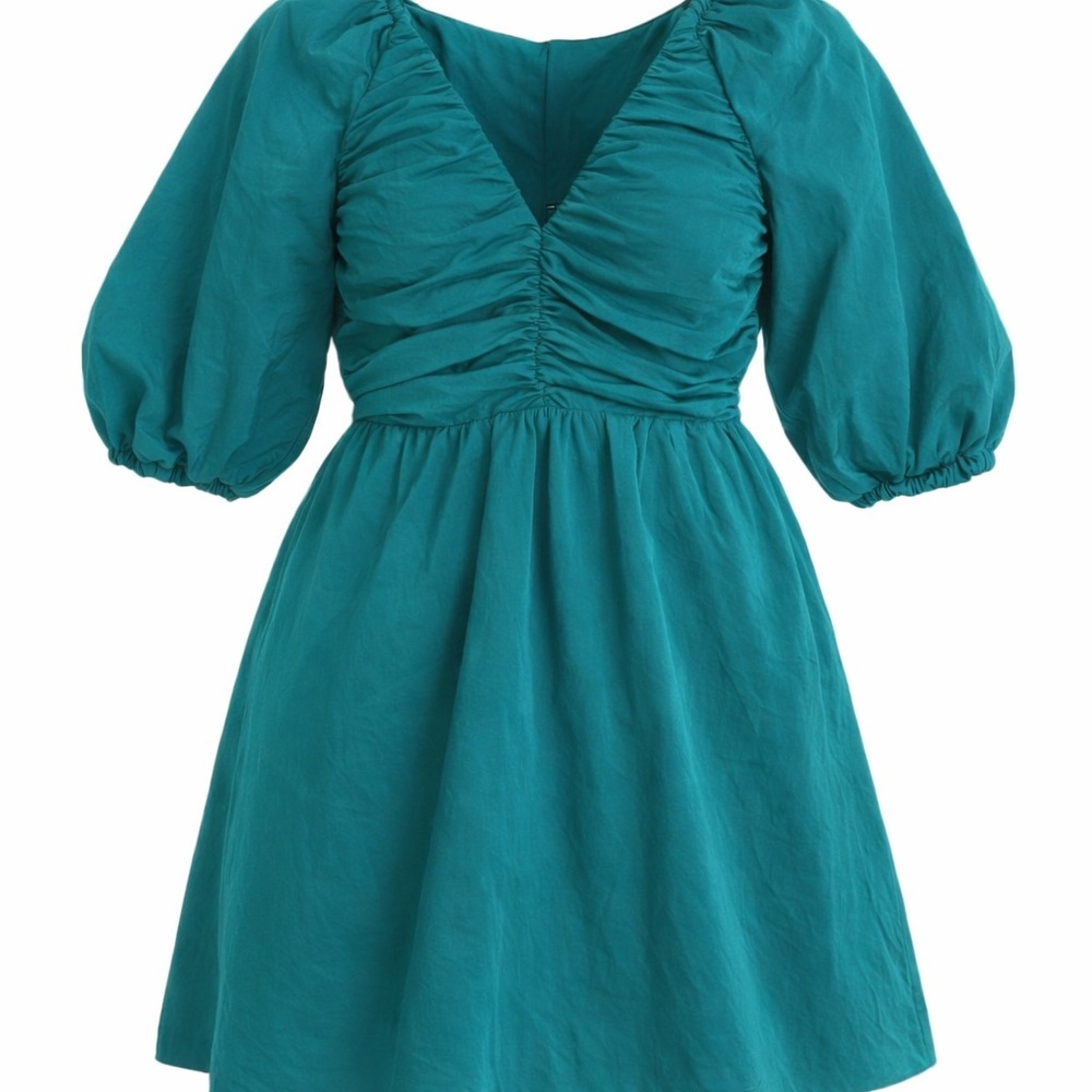 Hyacinth House Teal Puff Sleeve Mini Dress Size M